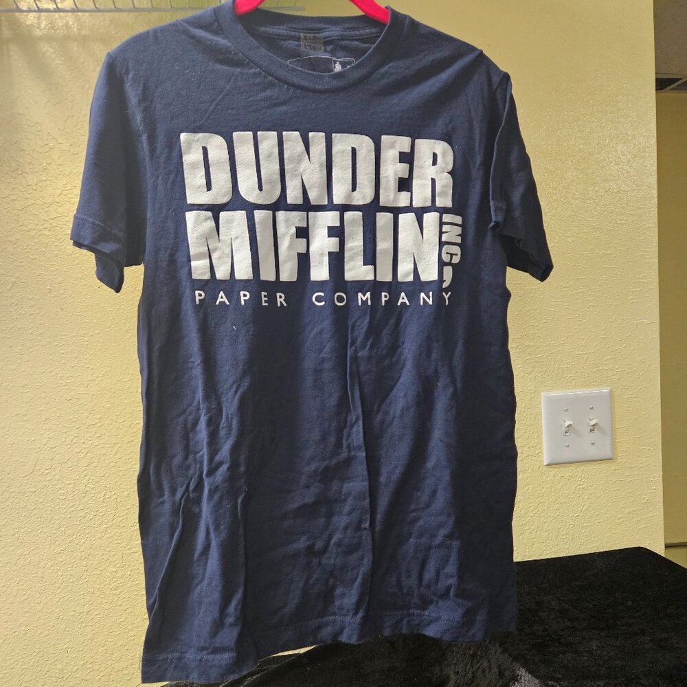 Ripple Junction "The Office" Navy T-Shirt "Dundler Mifflin", S, 100% Cotton